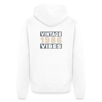 Jubiläum 1986 – 40 Jahre - Unisex Premium Bio Zip Hoodie - Weiß - Hinten - Thijin (182cm)