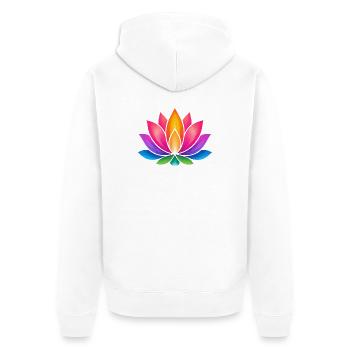 Glowing Lotus Flower Color Explosion - Unisex Premium Organic Zip Hoodie - white - Back - Thijin (182cm)