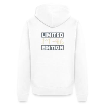 Vintage 1946, 80. Jubiläumsgeschenk - Unisex Premium Bio Zip Hoodie - Weiß - Hinten - Thijin (182cm)