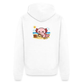 Cuddly Axolotl on the Beach - Unisex Premium Organic Zip Hoodie - white - Back - Thijin (182cm)