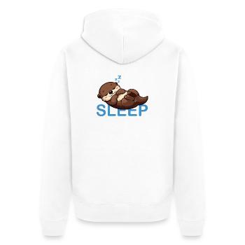 Dessin animé de la Loutre endormie mignon - Veste à capuche bio Premium Unisexe - blanc - Dos - Thijin (182cm)