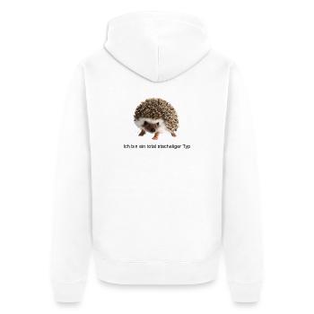 Stacheligen Typ - Unisex Premium Bio Zip Hoodie - Weiß - Hinten - Thijin (182cm)
