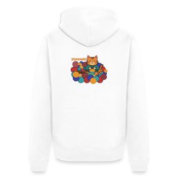 Strickmiez: Die Liebe zum Stricken - Unisex Premium Bio Zip Hoodie - Weiß - Hinten - Thijin (182cm)