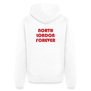 Nord-London für immer - Unisex Premium Bio Zip Hoodie - Weiß - Hinten - Thijin (182cm)