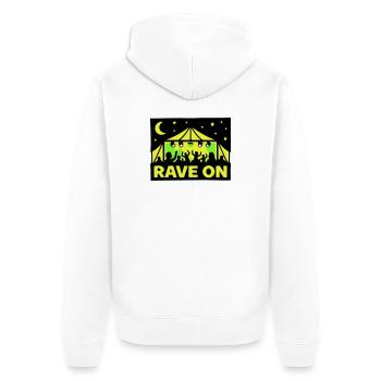 Rave On Festival Zelt Techno Party Crew - Unisex Premium Bio Zip Hoodie - Weiß - Hinten - Thijin (182cm)