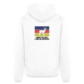 Dicton humoristique d’antilope - Veste à capuche bio Premium Unisexe - blanc - Dos - Thijin (182cm)