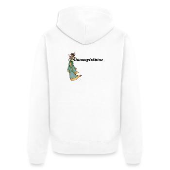 Shimmy-Göttin in Grün - Unisex Premium Bio Zip Hoodie - Weiß - Hinten - Thijin (182cm)