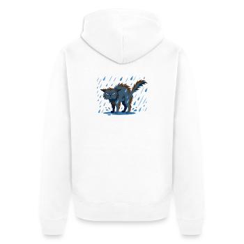 Regenkatze Grummel-Design - Unisex Premium Bio Zip Hoodie - Weiß - Hinten - Thijin (182cm)
