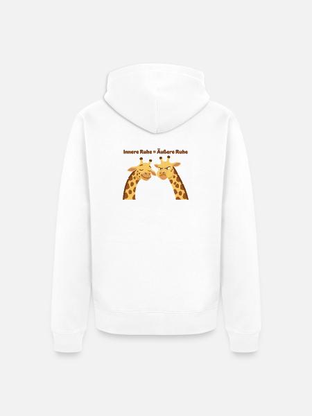 Giraffenweisheit: Innere Ruhe = Äußere Ruhe - Unisex Premium Bio Zip Hoodie - Weiß