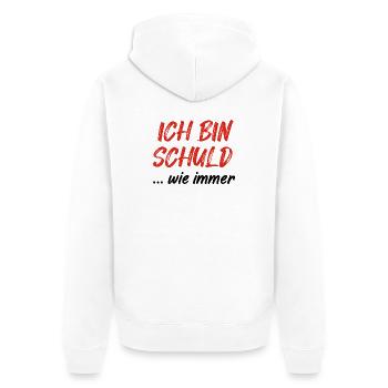 Ich Bin Schuld - Unisex Premium Bio Zip Hoodie - Weiß - Hinten - Thijin (182cm)