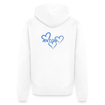 Vorname Anton - Unisex Premium Bio Zip Hoodie - Weiß - Hinten - Thijin (182cm)