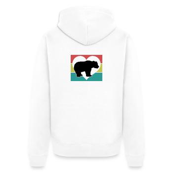 Bär Herz Retro-Style - Unisex Premium Bio Zip Hoodie - Weiß - Hinten - Thijin (182cm)