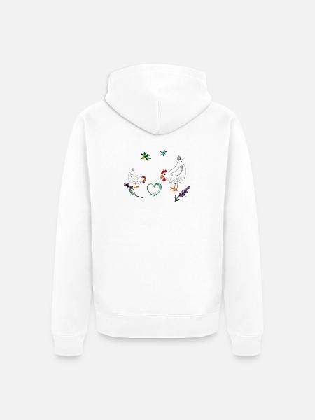 Hühner - Unisex Premium Bio Zip Hoodie - Weiß