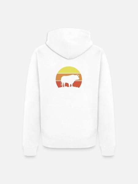 Stier Silhouette Retro - Unisex Premium Bio Zip Hoodie - Weiß