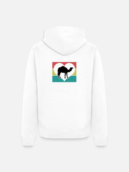 Kamel im Herz - Unisex Premium Bio Zip Hoodie - Weiß