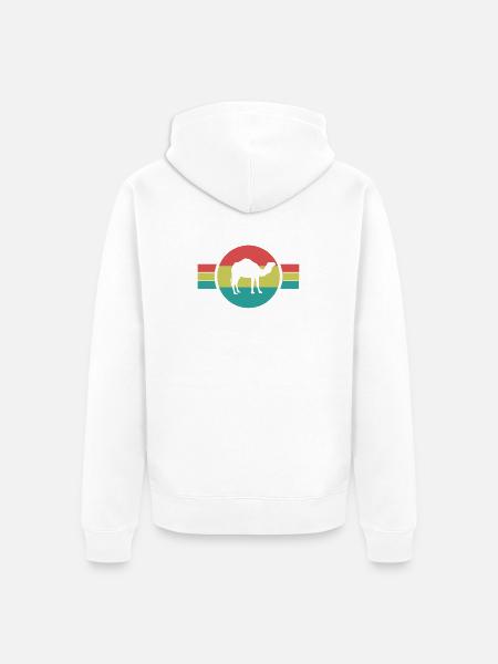 Kamel Silhouette Retro-Look - Unisex Premium Bio Zip Hoodie - Weiß