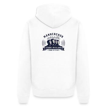 Chor - Männerchor - Stark im Klang, Stark im Team - Unisex Premium Bio Zip Hoodie - Weiß - Hinten - Thijin (182cm)