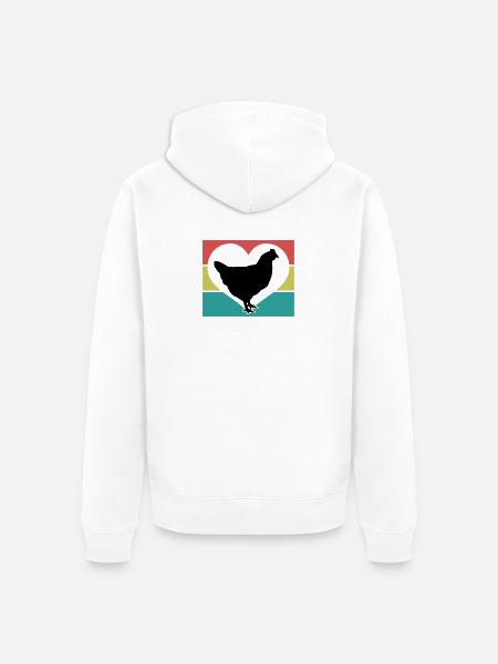 Huhn Herz Silhouette - Unisex Premium Bio Zip Hoodie - Weiß