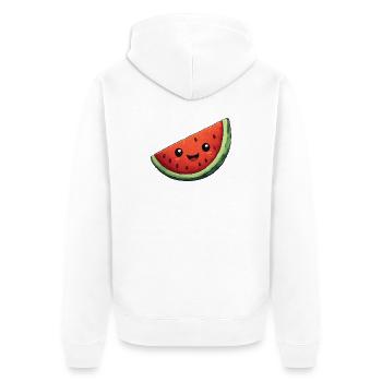 Kawaii Wassermelone Scheibe - Unisex Premium Bio Zip Hoodie - Weiß - Hinten - Thijin (182cm)