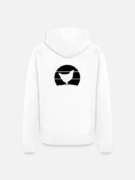Huhn Silhouette - Unisex Premium Bio Zip Hoodie - Weiß