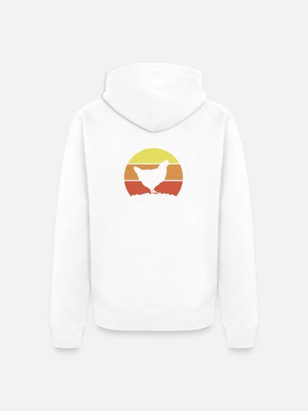Huhn Silhouette Retro - Unisex Premium Bio Zip Hoodie - Weiß