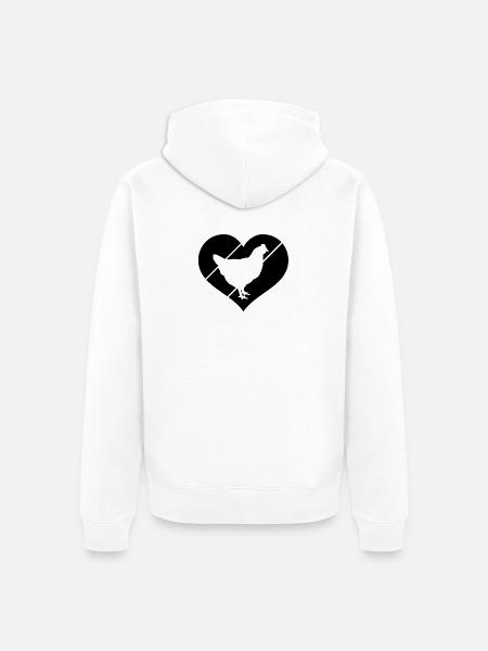 Huhn Herz Silhouette - Unisex Premium Bio Zip Hoodie - Weiß