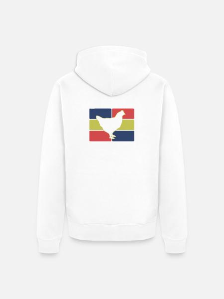 Huhn Silhouette Retro - Unisex Premium Bio Zip Hoodie - Weiß