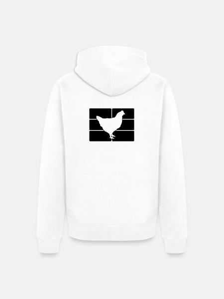 Huhn Silhouette Grafik - Unisex Premium Bio Zip Hoodie - Weiß