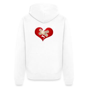 Heilender Herzverband - Unisex Premium Bio Zip Hoodie - Weiß - Hinten - Thijin (182cm)