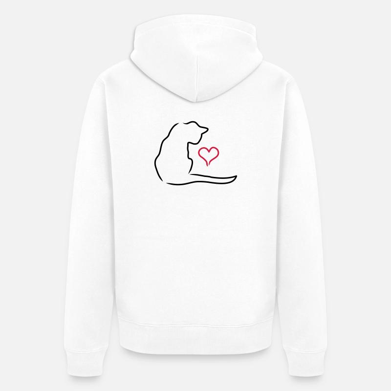 Katze - Unisex Premium Bio Zip Hoodie - Weiß