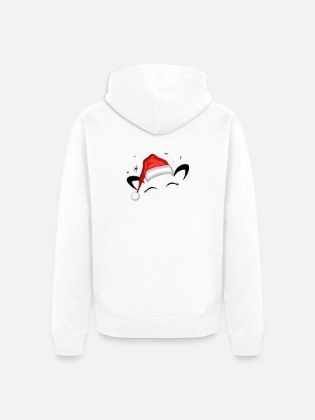 Cat Santa Hat Shining Stars - Unisex Premium Organic Zip Hoodie - white