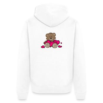 Herz Bär Valentinstag Liebe - Unisex Premium Bio Zip Hoodie - Weiß - Hinten - Thijin (182cm)