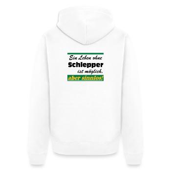 Traktor , Trecker , Schlepper Leben sinnlos .(25) - Unisex Premium Bio Zip Hoodie - Weiß - Hinten - Thijin (182cm)