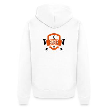 Sänger - Sing 🎤 - Unisex Premium Bio Zip Hoodie - Weiß - Hinten - Thijin (182cm)