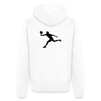 Tennisspieler in Aktion Spieler Schattenbild - Unisex Premium Bio Zip Hoodie - Weiß - Hinten - Thijin (182cm)