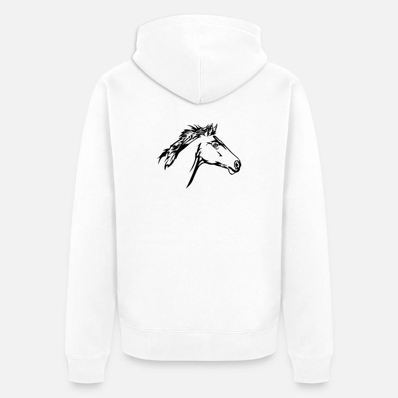 Rennendes Pferd Kopf - Unisex Premium Bio Zip Hoodie - Weiß