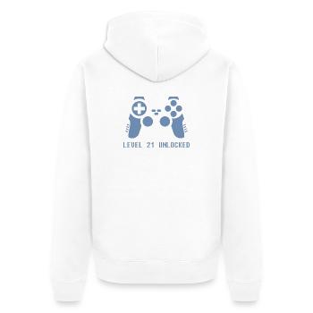 21st birthday gamer gaming - Unisex Premium Organic Zip Hoodie - white - Back - Thijin (182cm)