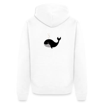 Happy Whale - Unisex Premium Organic Zip Hoodie - white - Back - Thijin (182cm)