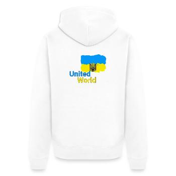 Monde Uni - Ukraine - Veste à capuche bio Premium Unisexe - blanc - Dos - Thijin (182cm)