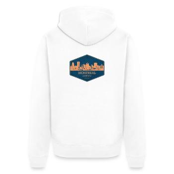 Montreal Skyline Retro Badge - Unisex Premium Bio Zip Hoodie - Weiß - Hinten - Thijin (182cm)