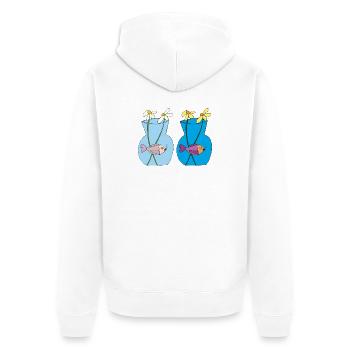 Fish in a jar of 2 - Unisex Premium Organic Zip Hoodie - white - Back - Thijin (182cm)