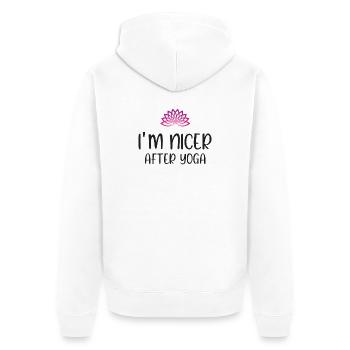 I'm Nicer After Yoga - Unisex Premium Organic Zip Hoodie - white - Back - Thijin (182cm)