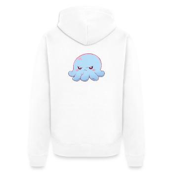 Blue grumpy octopus - Unisex Premium Organic Zip Hoodie - white - Back - Thijin (182cm)