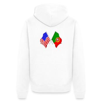 Drapeau des États-Unis et drapeau du Portugal - Veste à capuche bio Premium Unisexe - blanc - Dos - Thijin (182cm)