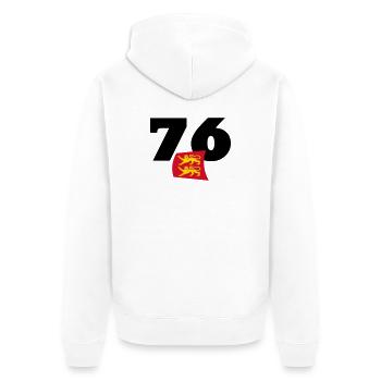Seine-Maritime - Normandy - France - Unisex Premium Organic Zip Hoodie - white - Back - Thijin (182cm)