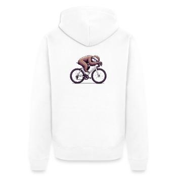 Sloth on road bike cyclist humor - Unisex Premium Organic Zip Hoodie - white - Back - Thijin (182cm)