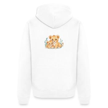 cuddling lion cubs - Unisex Premium Organic Zip Hoodie - white - Back - Thijin (182cm)