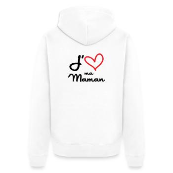 J'aime ma maman - Fête des Mères - Veste à capuche bio Premium Unisexe - blanc - Dos - Thijin (182cm)