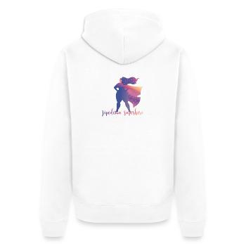 Lipedema Superhero - Unisex Premium Bio Zip Hoodie - Weiß - Hinten - Thijin (182cm)