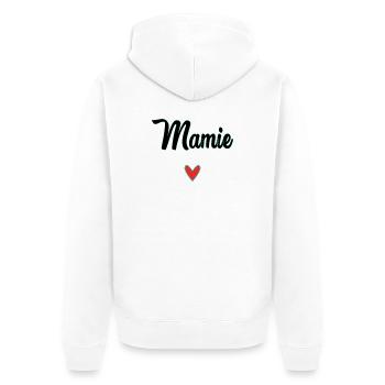 OMA. MAMA. OMA. MUTTERTAG - Unisex Premium Bio Zip Hoodie - Weiß - Hinten - Thijin (182cm)